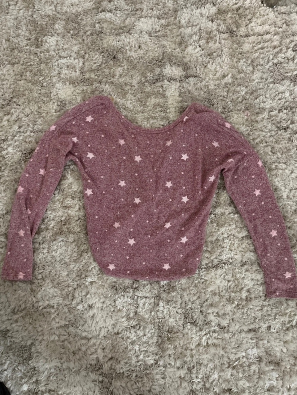 Poof! Mauve Pink Star Off-the-Shoulder Sweater